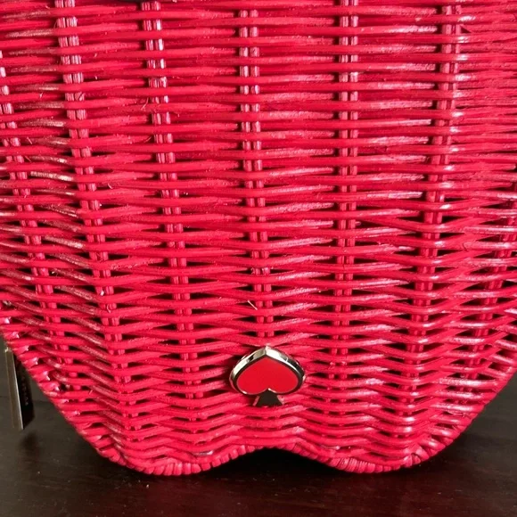 NWT - Kate Spade - Honey Crisp Red Apple Wicker Crossbody Bag - Picture 2 of 13